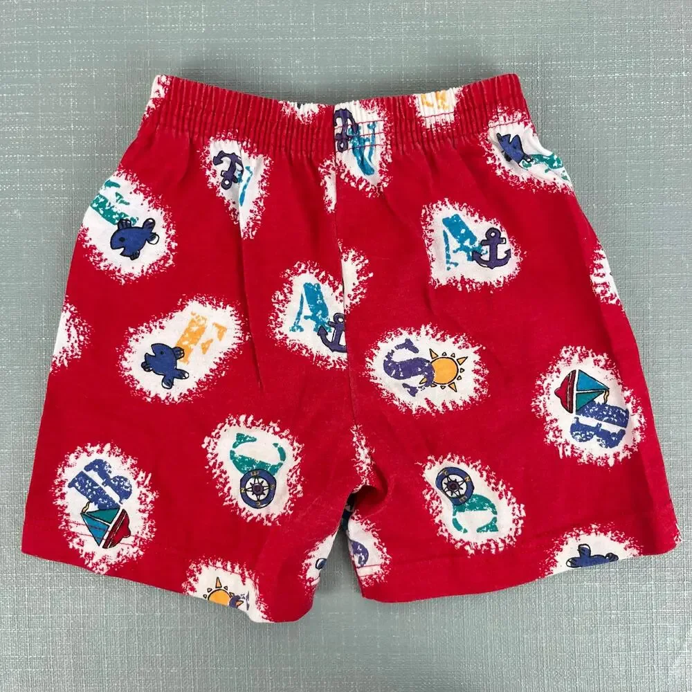 Vintage Carter's Red Alphabet Beach Shorts 18 Months USA